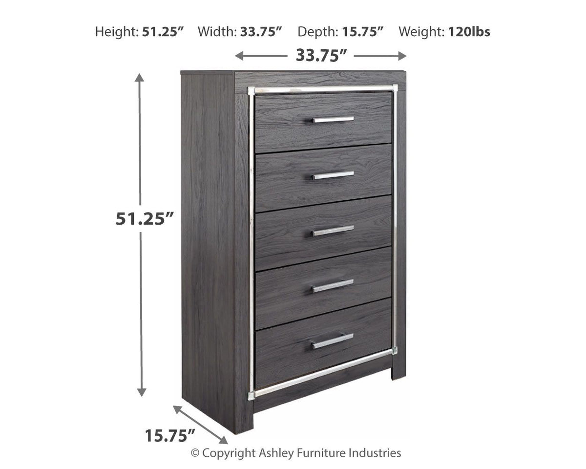 Lodanna - Five Drawer Chest - Gray by Ashley – view 2
