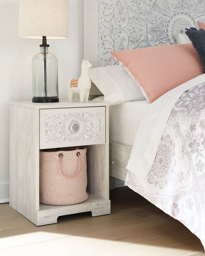 Paxberry - One Drawer Night Stand - Open Cubby - Whitewash by Ashley – view 3