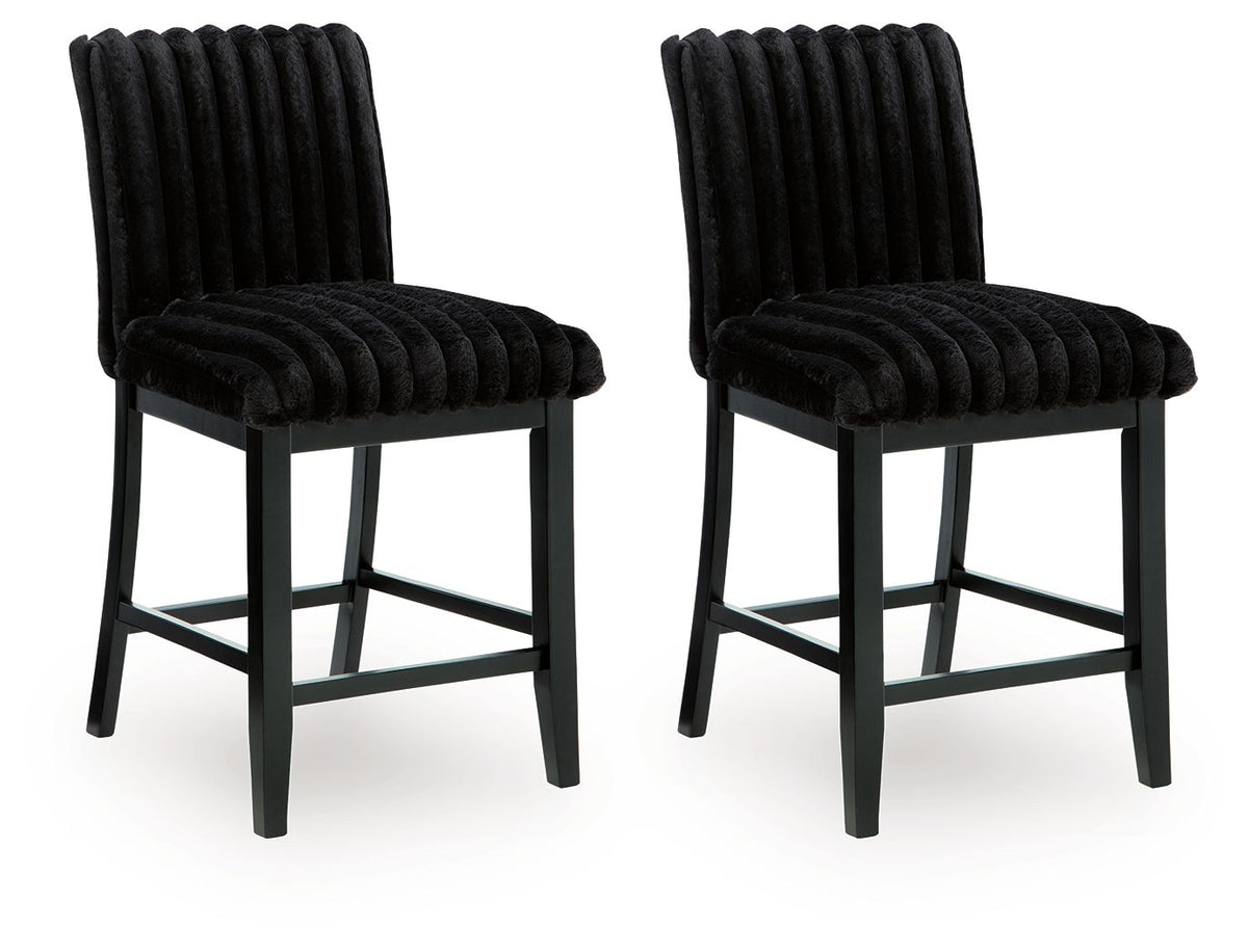 Mervannie - Upholstered Barstool (Set of 2) - Black by Ashley – Stool Sets