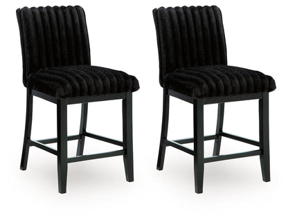 Mervannie - Upholstered Barstool (Set of 2) - Black by Ashley – Stool Sets