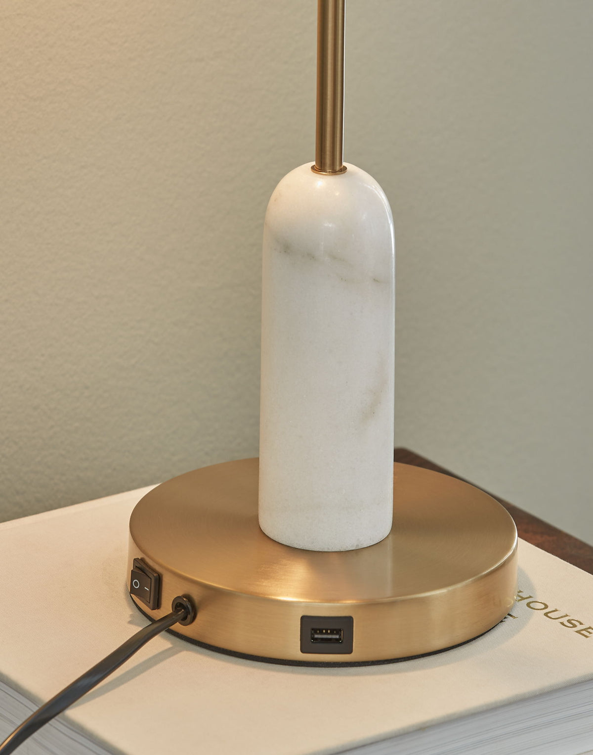 Rowleigh - Marble Desk Lamp - Gold Finish / White by Ashley – view 4