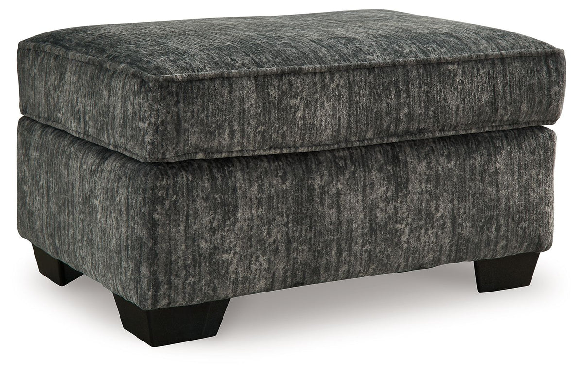 Lonoke - Ottoman - Gunmetal by Ashley – Upholstered Ottomans