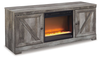 Wynnlow - 63" TV Stand With Glass/Stone Fireplace Insert - Gray by Ashley – Fireplace TV Stands