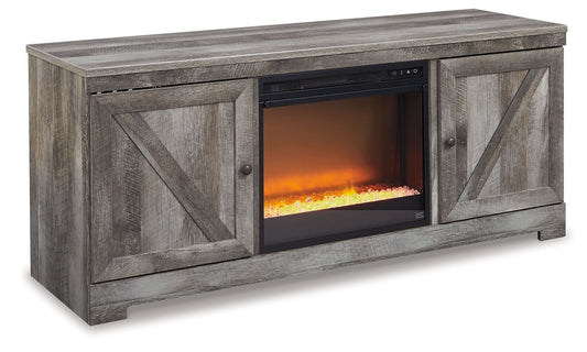 Wynnlow - 63" TV Stand With Glass/Stone Fireplace Insert - Gray by Ashley – Fireplace TV Stands