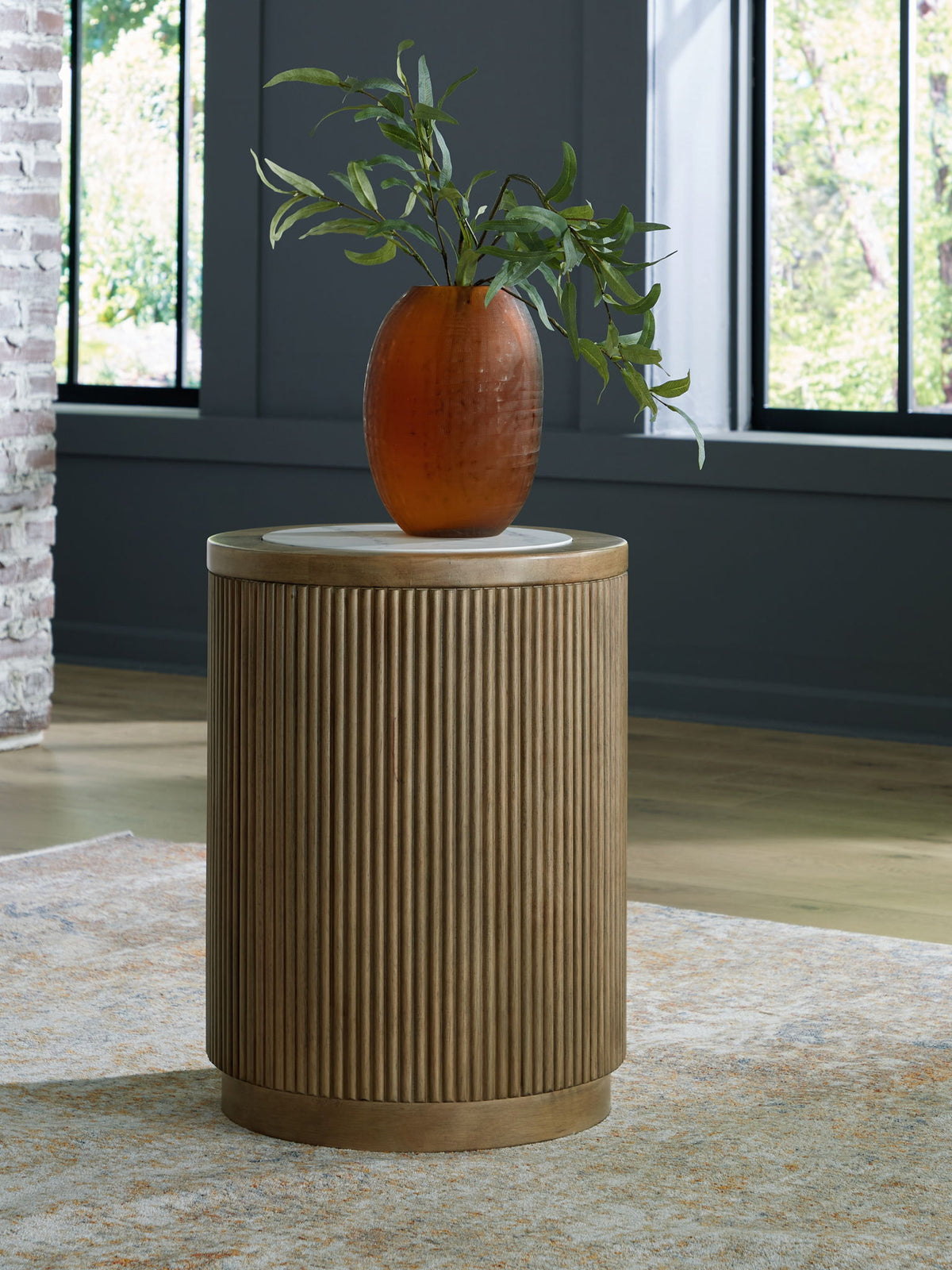 Camdill - Round End Table - Light Brown / White by Ashley – view 3