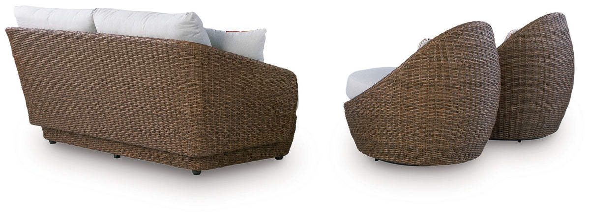 Double Point - Loveseat, Swivel Chairs Set (Set of 3) - Beige by Ashley – view 4