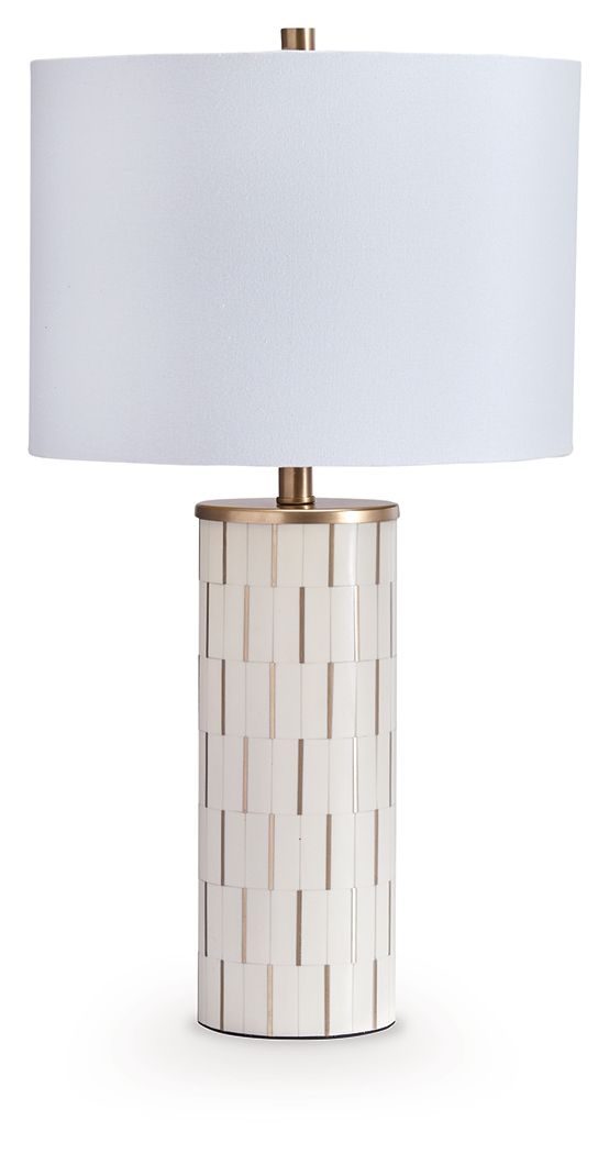 Faridworth - Poly Table Lamp - White / Gold Finish by Ashley – Table Lamps
