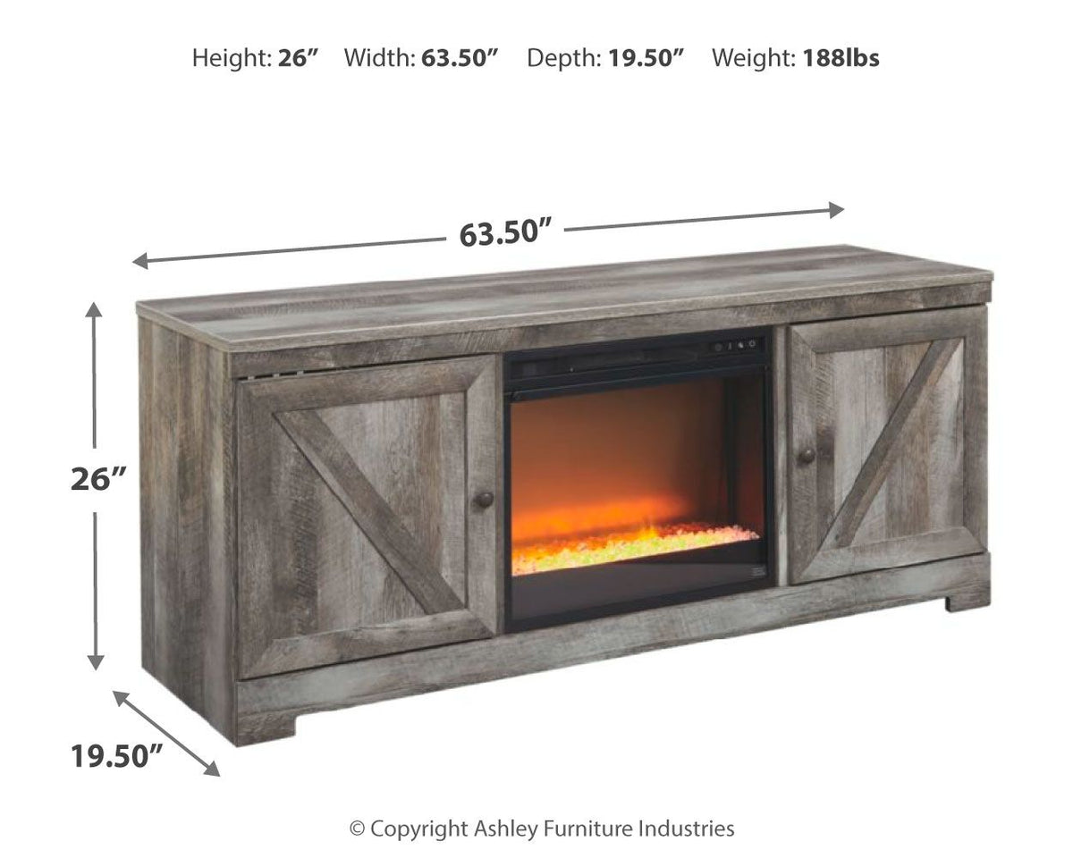 Wynnlow - 63" TV Stand With Glass/Stone Fireplace Insert - Gray by Ashley – view 4