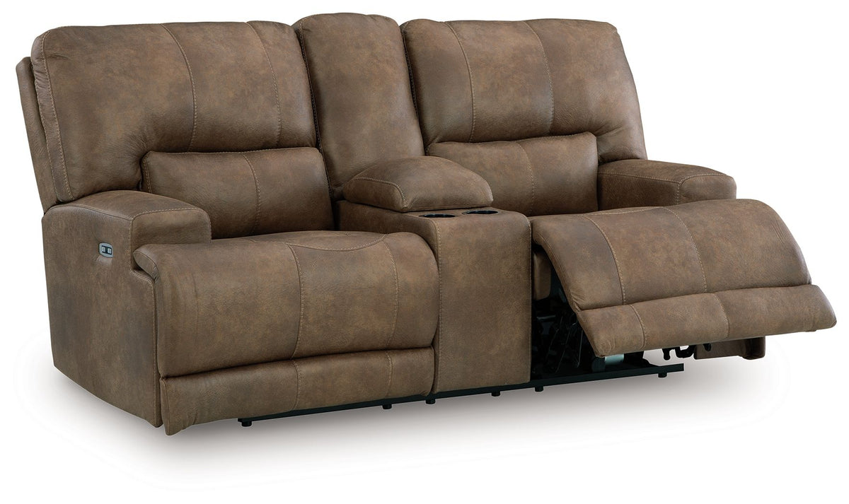 Beckley Place - Power Reclining Loveseat With Console / Adjustable Headrest - Earth by Ashley – view 4