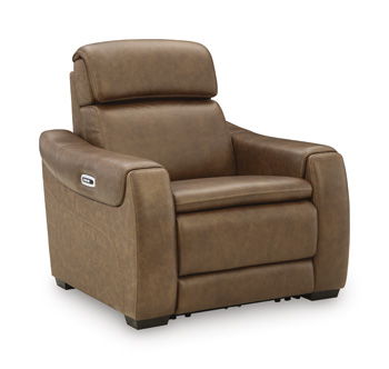 Mod Media - Power Recliner With Adjustable Headrest - Saddle by Ashley – Reclining Chairs