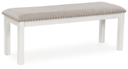 Robbinsdale - Large Upholstered Dining Room Bench - Antique White by Ashley – Upholstered Benches