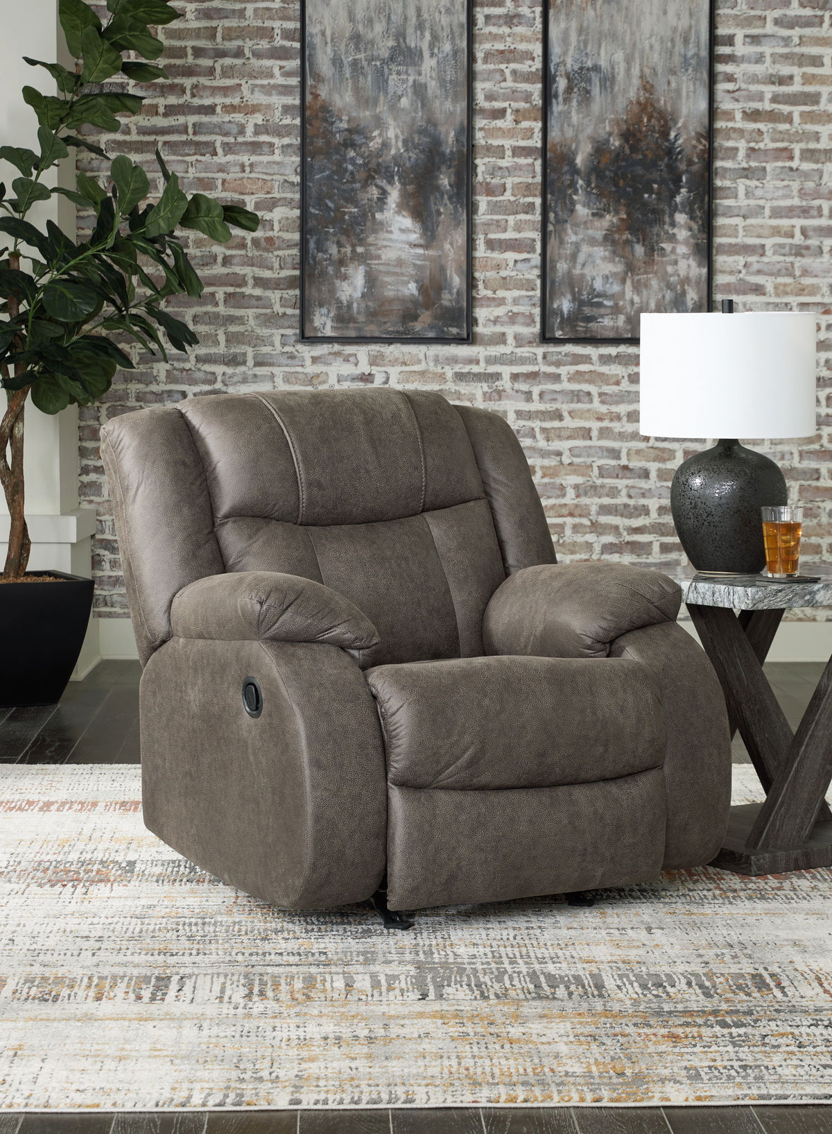 First Base - Rocker Recliner - Gunmetal by Ashley – view 4