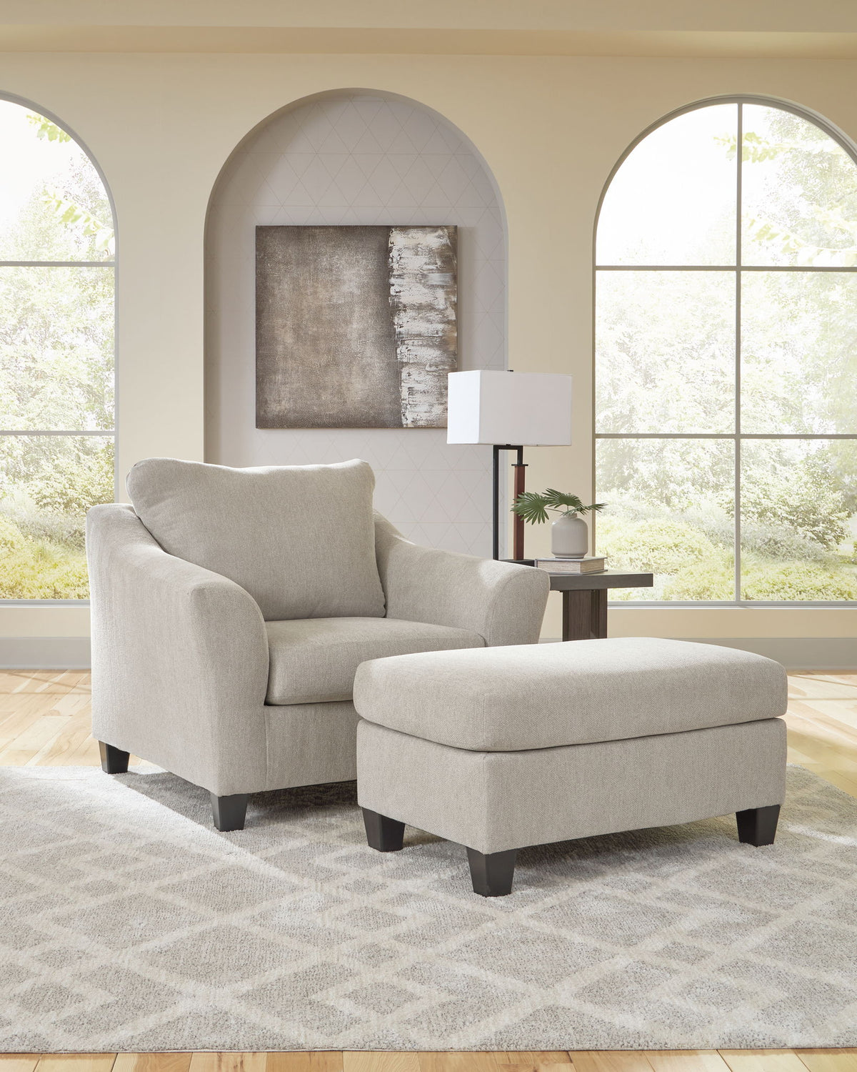 Willarae - 2 Pc. - Chair And A Half, Ottoman - Taupe – Stationary Chair & Ottoman
