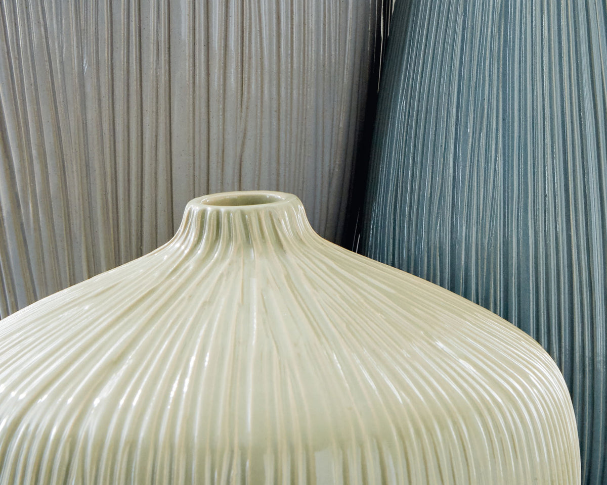 Eiderman - Vase Set (Set of 3) - Gray / Blue / Green by Ashley – view 3