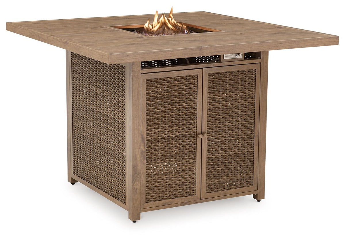 Walton Bridge - Square Bar Table With Fire Pit - Driftwood by Ashley – view 3