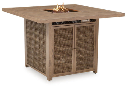 Walton Bridge - Square Bar Table With Fire Pit - Driftwood by Ashley – view 3