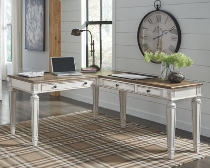 Realyn - Home Office L Shaped Desk - White / Brown by Ashley – view 4