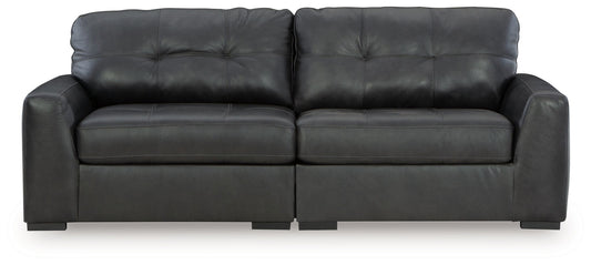 Brindley Pier - 2-Piece Sectional Loveseat - Fog by Ashley – Stationary Sectionals