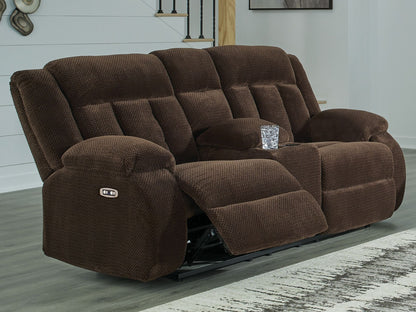 Free Wake - Double Relcining Power Loveseat With Console - Chocolate by Ashley – view 4