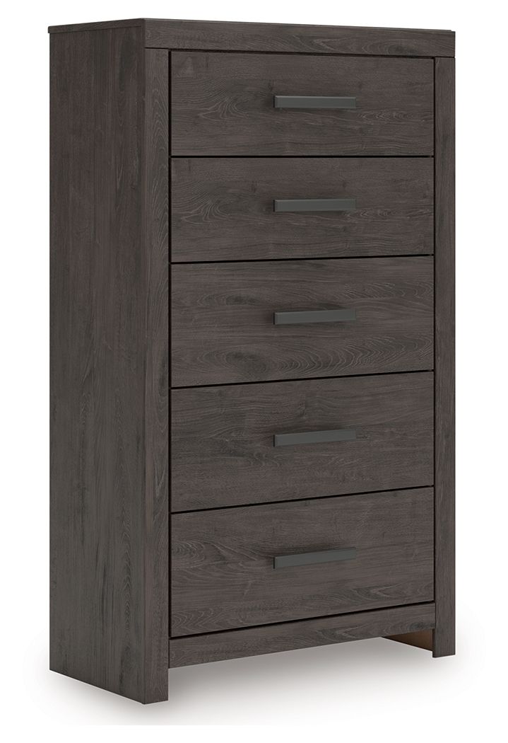 Prendonea - Five Drawer Chest - Charcoal by Ashley – Accent Chests