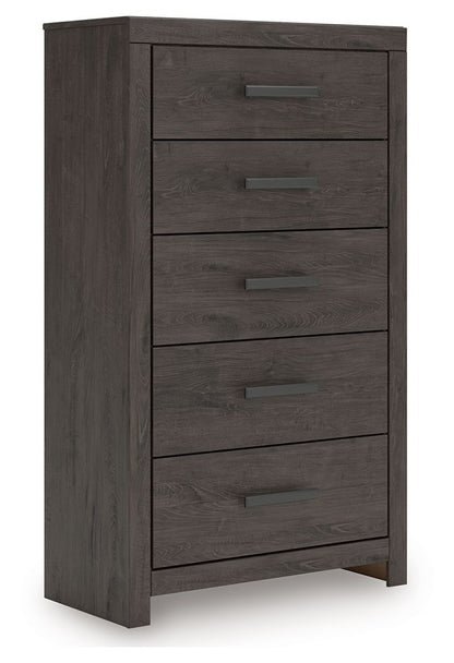 Prendonea - Five Drawer Chest - Charcoal by Ashley – Accent Chests