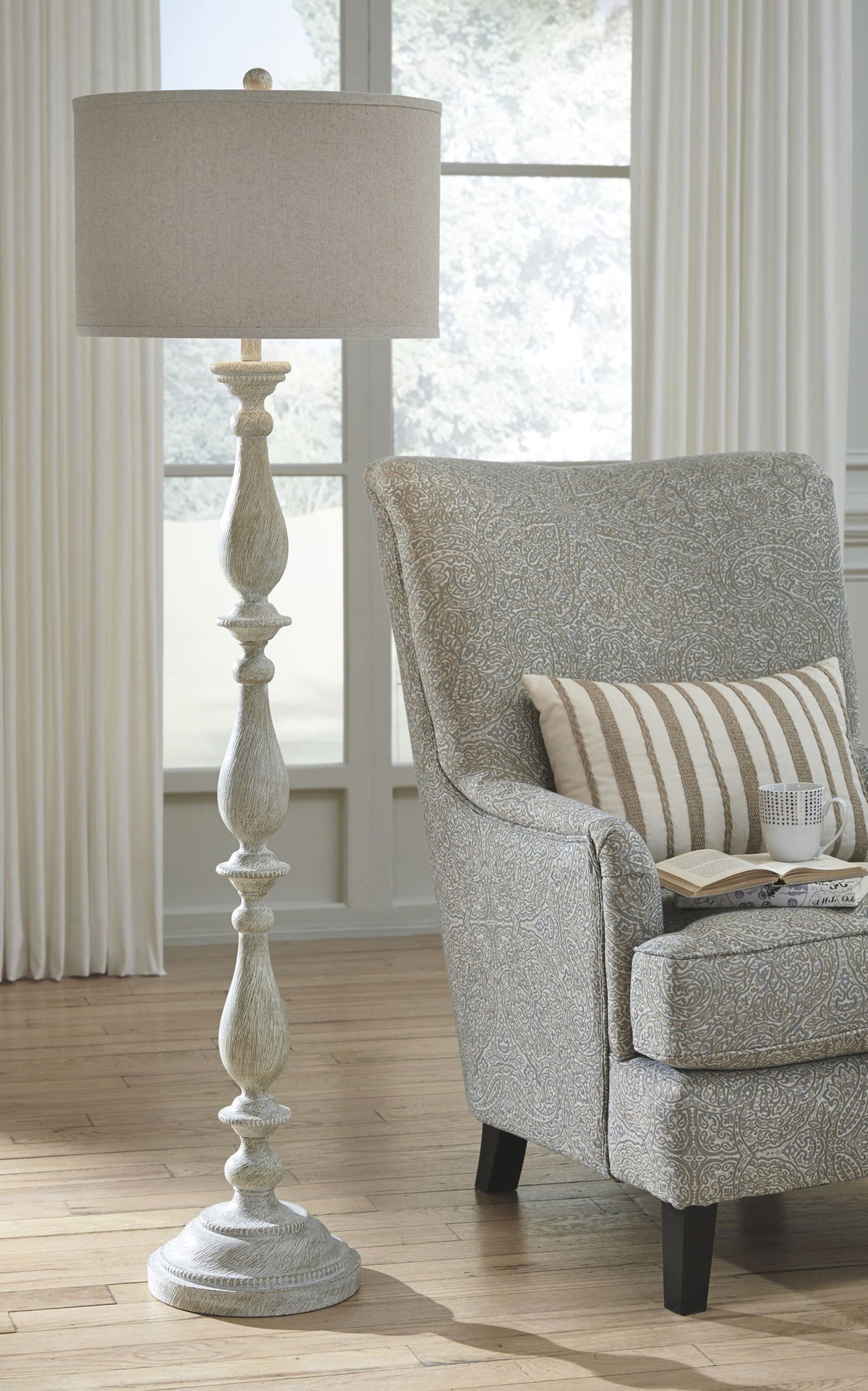 Bernadate - Poly Floor Lamp - Whitewash by Ashley – view 4