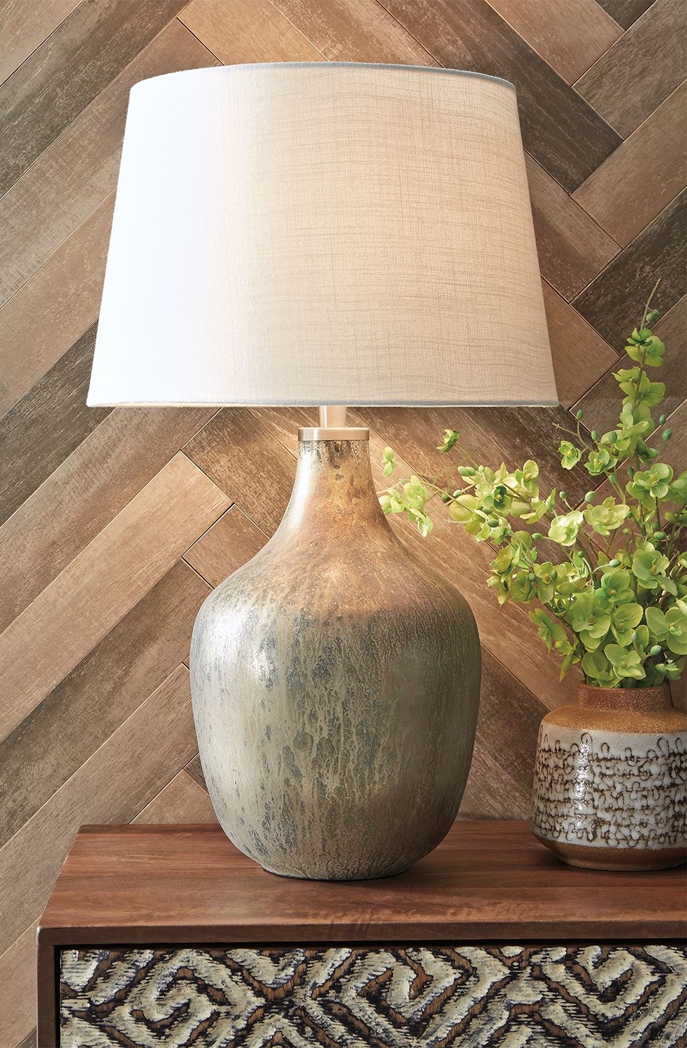 Mari - Glass Table Lamp - Gray / Gold Finish by Ashley – view 4