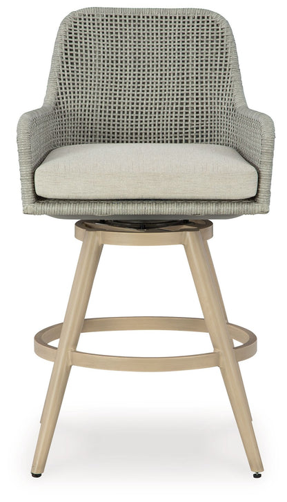 Seton Creek - Barstool With Cushion (Set of 2) - Beige / Gray