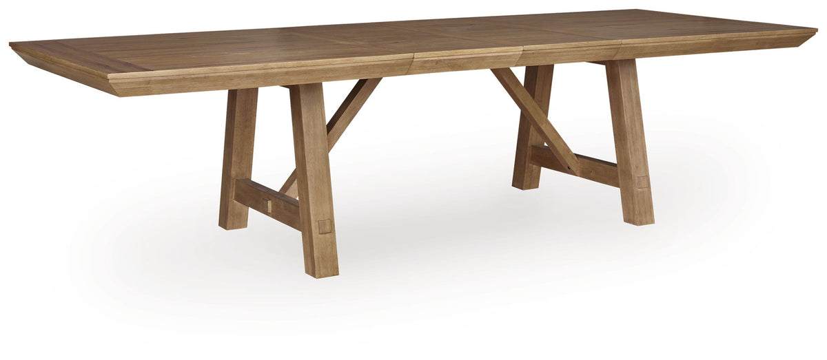 Ridgester - Rectangular Dining Room Extension Table - Light Brown – Dining Tables with Extensions