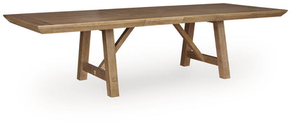 Ridgester - Rectangular Dining Room Extension Table - Light Brown – Dining Tables with Extensions