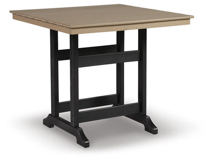 Fairen Trail - Square Counter TBL w/Umb OPT - Black / Driftwood by Ashley – Dining Tables
