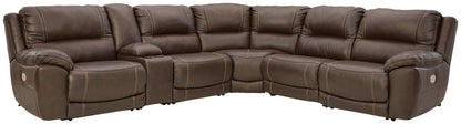 Dunleith - Power Sectional 6 Pc - Chocolate by Ashley – Reclining Sectionals