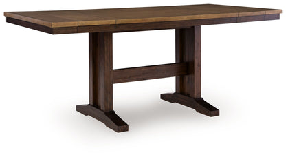 Rylandeen - Rectangular Dining Room Counter Height Extension Table - Light Brown / Dark Brown by Ashley – Counter Tables
