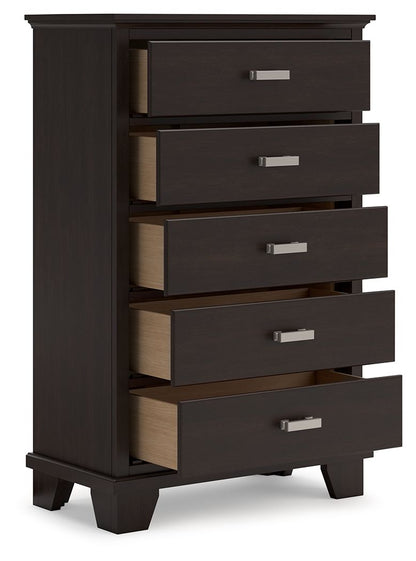 Covetown - Five Drawer Chest - Dark Brown by Ashley – view 3