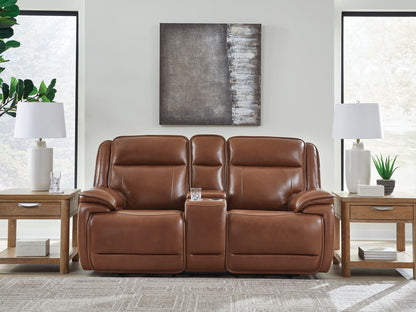 Healy Pier - Power Reclining Loveseat With Console / Adj Headrest - Chocolate by Ashley – view 4
