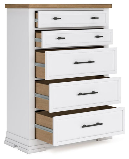 Ashbryn - Five Drawer Chest - White / Natural – view 4