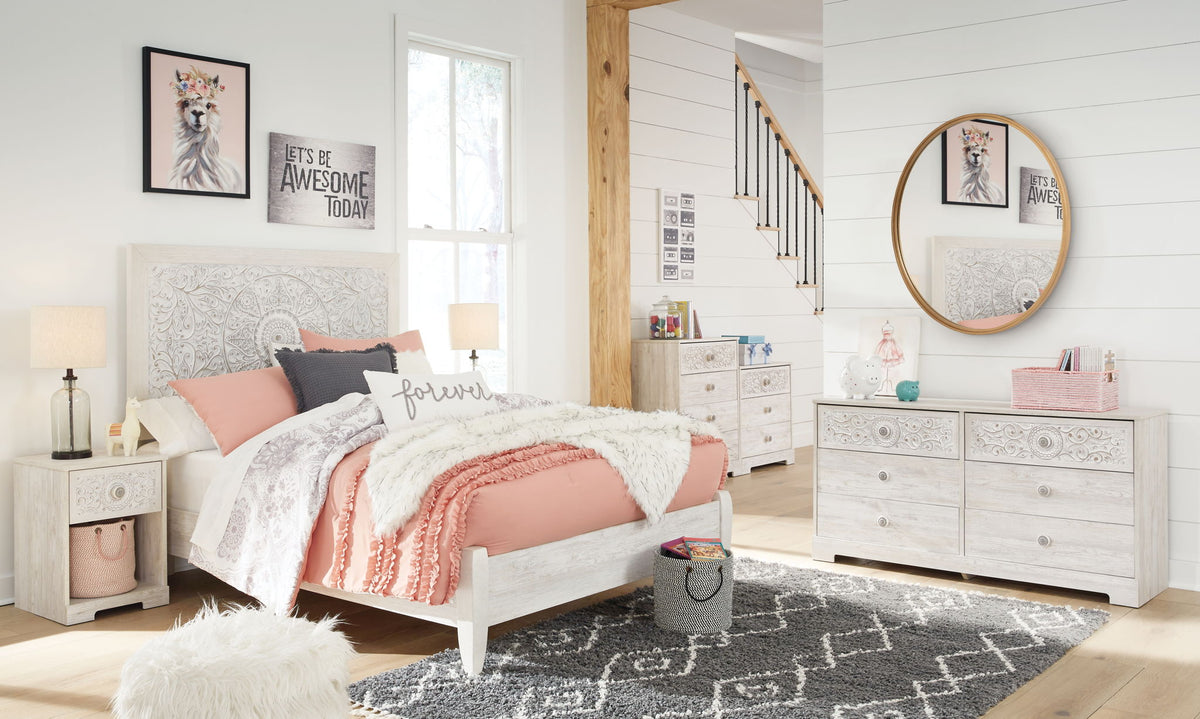 Paxberry - Six Drawer Dresser - Vinyl-Wrapped - Whitewash by Ashley – view 4