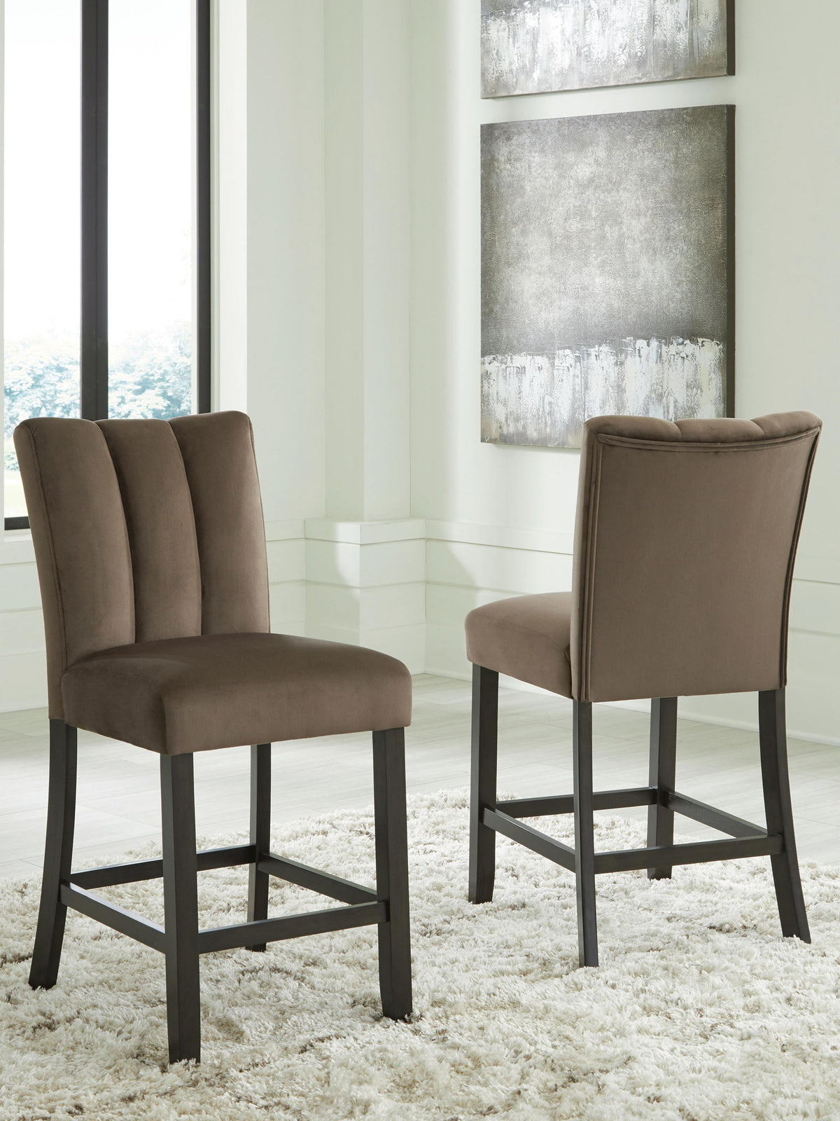 Jeshina - Upholstered Barstool (Set of 2) - Mocha by Ashley – view 3