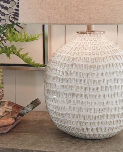 Jamon - Ceramic Table Lamp  - Beige by Ashley – view 3