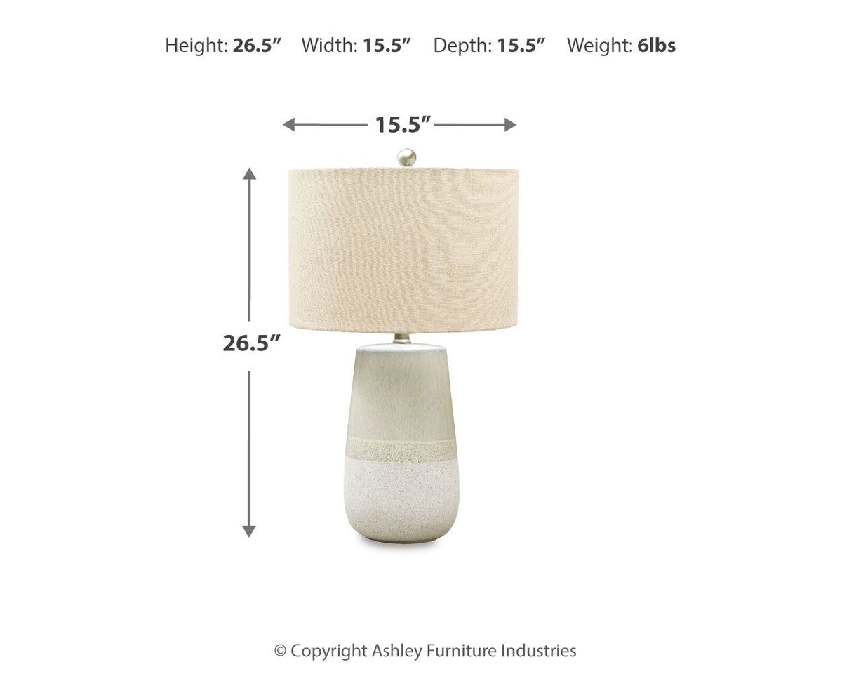 Shavon - Ceramic Table Lamp  - Beige / White by Ashley – view 4