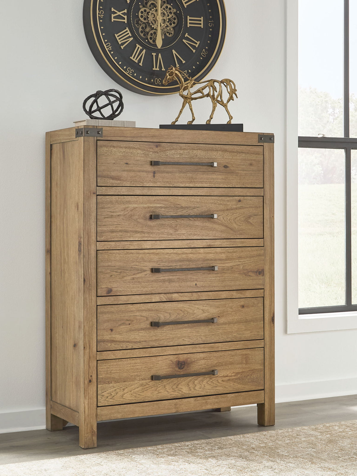 Ridgester - Five Drawer Chest - Light Brown – view 4