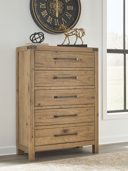 Ridgester - Five Drawer Chest - Light Brown – view 4