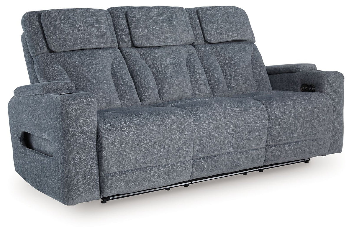 Studio Cave - Power Reclining Sofa - Steel by Ashley – Reclining Sofas