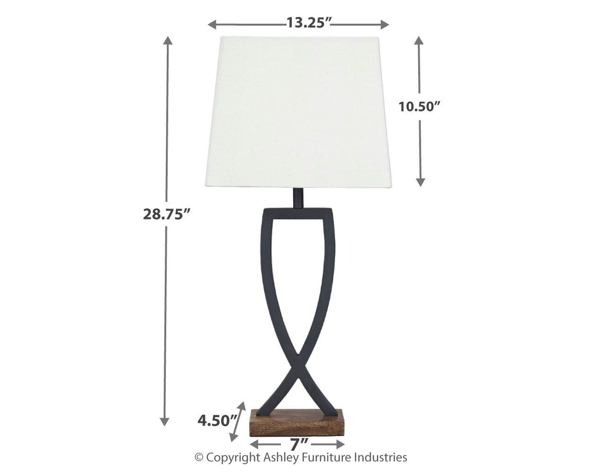Makara - Metal Table Lamp (Set of 2) - Black / Brown by Ashley – view 3