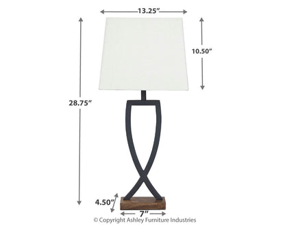 Makara - Metal Table Lamp (Set of 2) - Black / Brown by Ashley – view 3