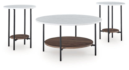 Wrenwich - Occasional Table Set (Set of 3) - Brown / Black / White by Ashley – Table Sets