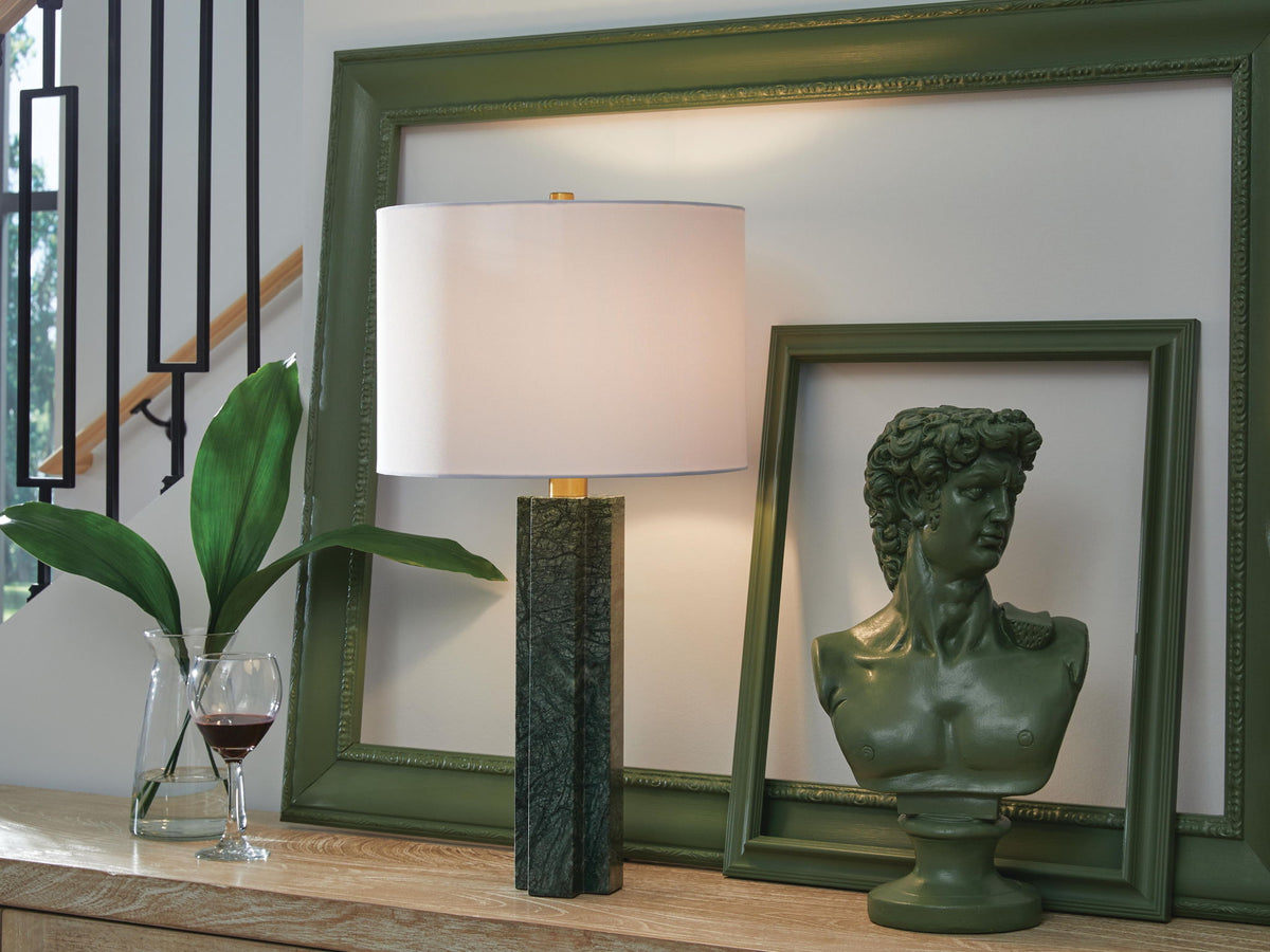 Keegan - Marble Table Lamp - Green by Ashley – view 3