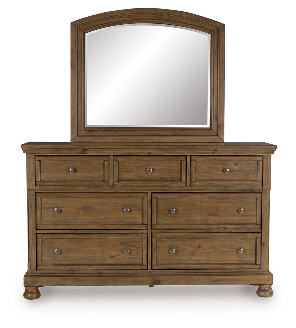 Feddinger - Dresser And Mirror - Medium Brown by Ashley – view 3
