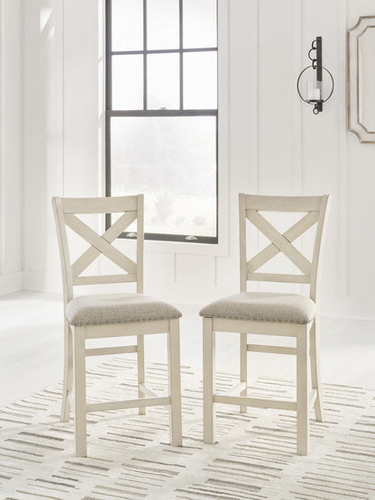 Robbinsdale - Upholstered Barstool (Set of 2) - Antique White by Ashley – view 3