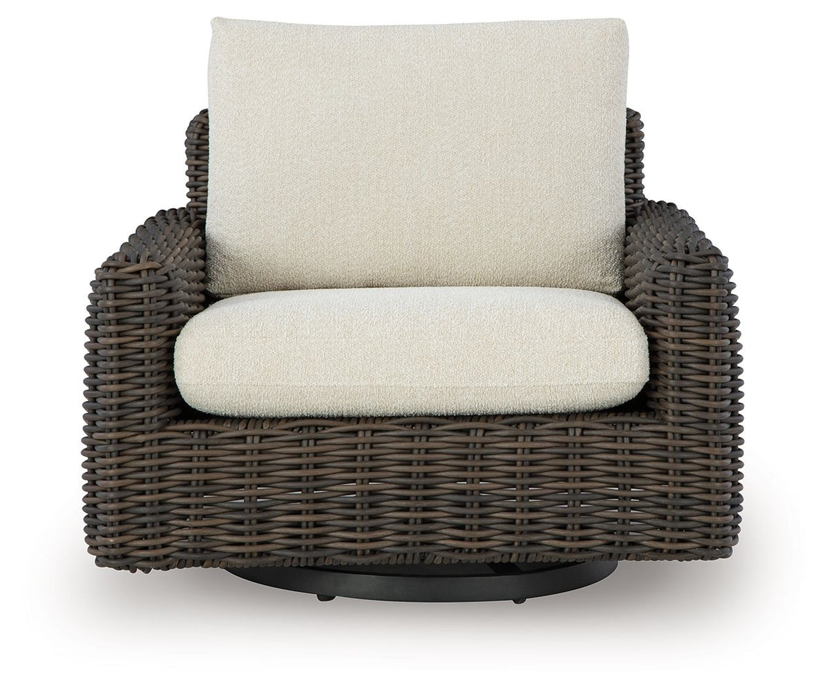 Kimora - Swivel Glider Lounge With Cushion - Beige / Dark Brown by Ashley – view 4